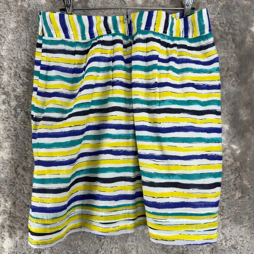 Ann Taylor LOFT‎ Size 8 Striped Casual A Line Mini Skirt Colorful Zip Lined
